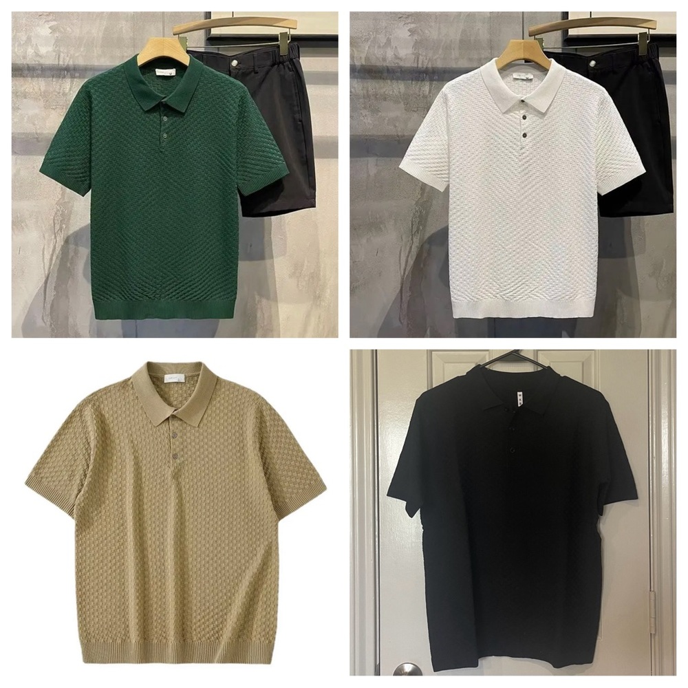 4 pack men’s textured polos L NWT